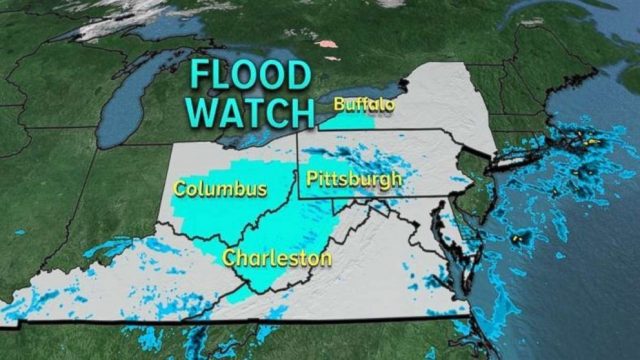 大雨降临美东6州 部分地区周末可能出现洪水