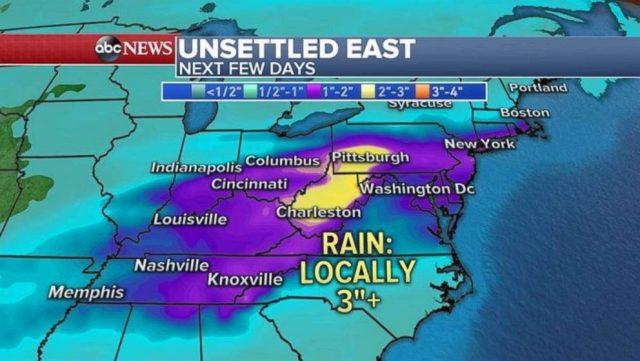 大雨降臨美東6州 部分地區周末可能出現洪水