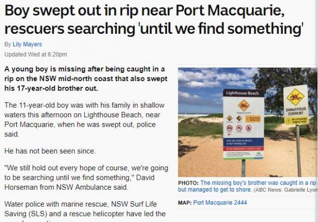 澳洲小男孩在岸边玩耍，突然被“无形大手”拉进深海消失不见！看到这个东西，不要犹豫立马上岸！