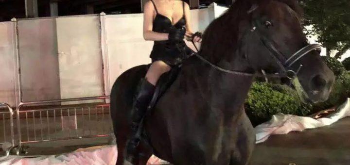 上海市中心一衣着性感女子深夜骑马，摆拍？？？炒作？？？  今天