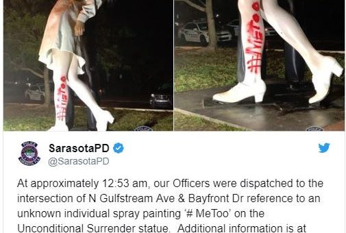 佛州“亲吻水手”雕像遭喷漆 #metoo字样被滥用