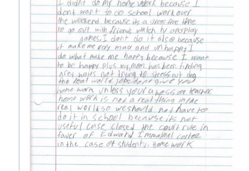 写作业没什么用？14岁男孩的一封“借口”信在网络上走红