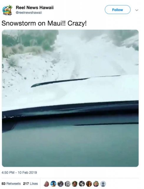 Hawaii也下雪！昨天Maui岛惊见有史以来海拔最低的降雪纪录