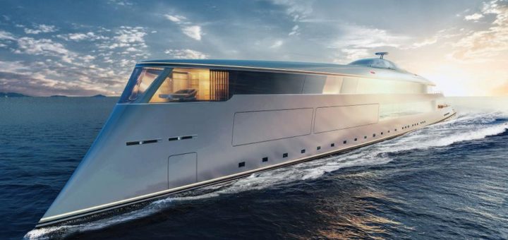 The 367-foot-long hydrogen-powered sustainable superyacht from Sinot Yacht Architecture & Design.