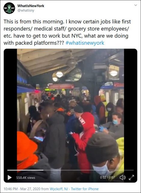 疫情下紐約窮人擠滿地鐵去工作，「死就死吧」
