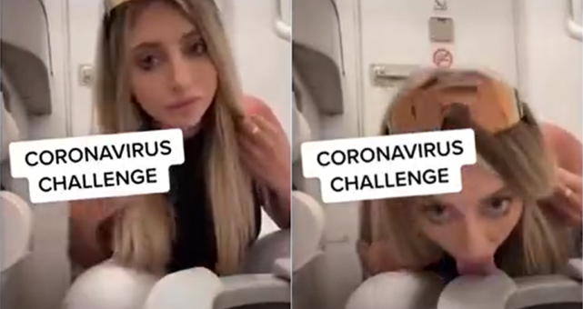 美国22岁女网红拍视频引争议：舔飞机厕所马桶，称不怕新冠肺炎
