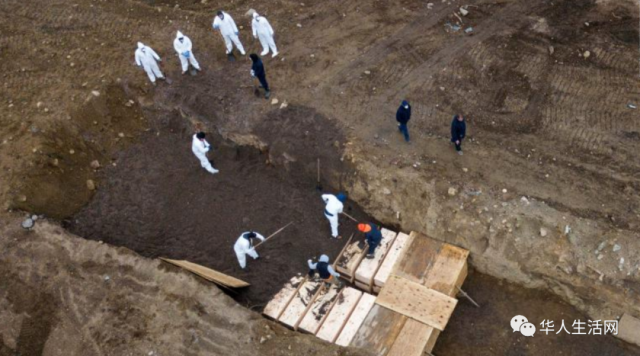 纽约惊人一幕，无人机拍到壕沟集体埋葬，多个公园成临时坟场