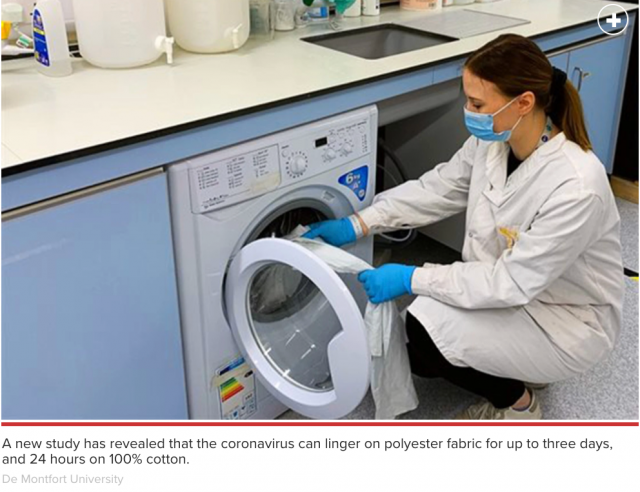 可怕! 科学家警告 新冠病毒可在衣服上存活3天 在家清洗或无法消灭!