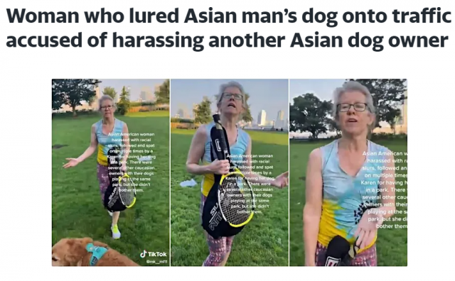 誰有理？亞裔女遛狗不拴繩，遭到白人大媽圍堵歧視辱罵！