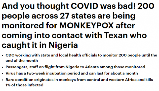 堪比新冠 ! 美27州200密切接种者隔离，潜伏期14天！猴痘到底有多可怕?