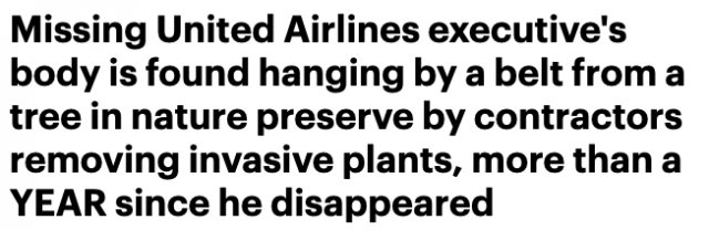 悲剧! 航空公司高管神秘失踪 竟在公园用皮带上吊 妻儿痛哭! 自杀原因让人心酸