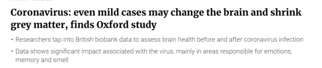 重磅! 新冠最可怕后遗症之一: 轻症也损伤大脑! 6亿人惨受折磨 科学家揭秘原因!
