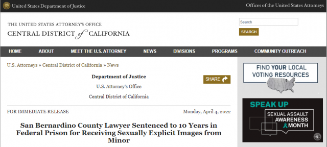 安大略律師存兒童色情圖像 被判十年