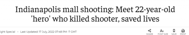 美国商场突发枪击 3死多伤! 22岁小哥反手击毙枪手 拯救无数生命! 媒体爆赞: 英雄！