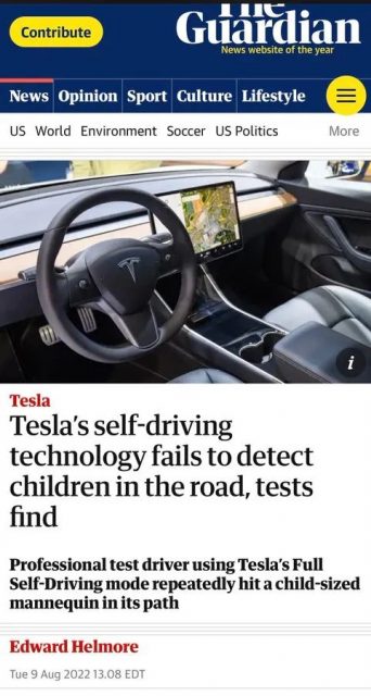 特斯拉自動駕駛技術不安全？網友：拿我家兩個娃來試試…
