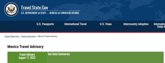危险！美国国务院发布墨西哥全国各州旅行警告