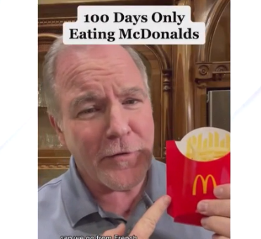 吃麦当劳减肥？美国大叔挑战100天只吃它 成功甩掉58.5lb