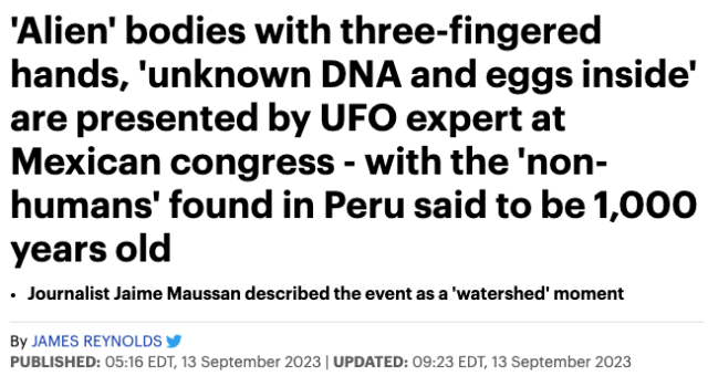 三根手指 脑袋巨大! 国会发最新外星人尸体视频 网友吵翻了! 多地上空出现不明飞行物?