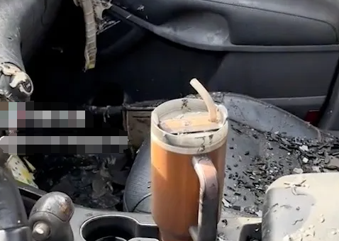 因祸得福？美国女子汽车被火烧毁 水杯"毫发无损" 拍视频获新车一台