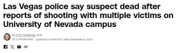 突发！多名受害者！内华达大学拉斯维加斯分校发生枪击案！