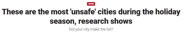 全美十大最「不安全」城市！你的城市上榜了嗎？