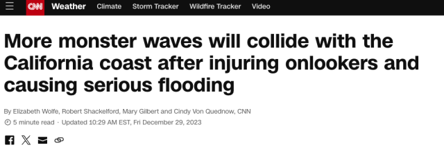 突發! 美西海岸驚現12米高巨浪 如海嘯般捲走20人! 離岸流被衝上岸! 更恐怖的是...