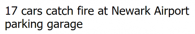 突發! 連燒17輛汽車 火海爆炸!紐瓦克機場停車場重大事故 現場濃煙滾滾 起因是...