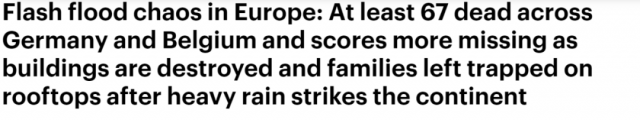 百年不遇! 67死70失踪! 欧洲洪灾摧毁多个城市 居民遭巨浪卷走 房屋夷为平地!