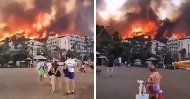 旅游胜地烧成恐怖片! 豪华度假村陷火海 游客疯狂逃命 场景如同末日!