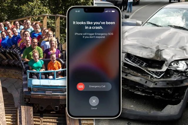 iPhone 14 过山车自动车祸报警，游乐场被大批警察包围