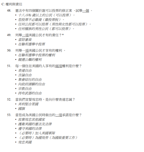 明年試點，美國入籍考試兩大改革！附100道中文考題及答案